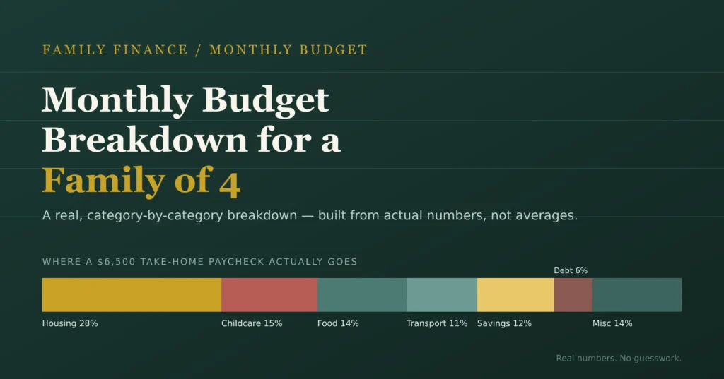 Monthly Budget Breakdown for a Family of 4 (Real Numbers)